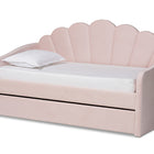Baxton Studio Timila Modern and Contemporary Light Pink Velvet Fabric Upholstered Full Size Daybed with Trundle