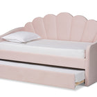 Baxton Studio Timila Modern and Contemporary Light Pink Velvet Fabric Upholstered Full Size Daybed with Trundle