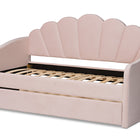 Baxton Studio Timila Modern and Contemporary Light Pink Velvet Fabric Upholstered Full Size Daybed with Trundle