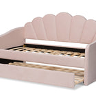 Baxton Studio Timila Modern and Contemporary Light Pink Velvet Fabric Upholstered Full Size Daybed with Trundle