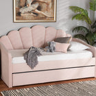 Baxton Studio Timila Modern and Contemporary Light Pink Velvet Fabric Upholstered Full Size Daybed with Trundle