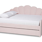 Baxton Studio Timila Modern and Contemporary Light Pink Velvet Fabric Upholstered Queen Size Daybed with Trundle