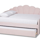 Baxton Studio Timila Modern and Contemporary Light Pink Velvet Fabric Upholstered Queen Size Daybed with Trundle