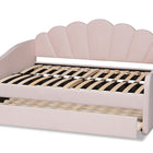 Baxton Studio Timila Modern and Contemporary Light Pink Velvet Fabric Upholstered Queen Size Daybed with Trundle
