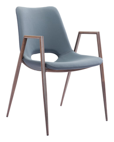 Zuo Desi Dining Chair (Set of 2) Azure Gray & Walnut