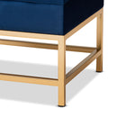 Baxton Studio Aliana Glam and Luxe Navy Blue Velvet Fabric Upholstered and Gold Finished Metal Small Storage Ottoman