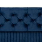 Baxton Studio Hanley Modern and Contemporary Navy Blue Velvet Fabric Upholstered and Walnut Brown Finished Wood Storage Ottoman