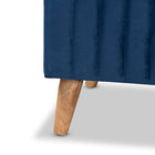 Baxton Studio Hanley Modern and Contemporary Navy Blue Velvet Fabric Upholstered and Walnut Brown Finished Wood Storage Ottoman