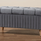 Baxton Studio Hanley Modern and Contemporary Grey Velvet Fabric Upholstered and Walnut Brown Finished Wood Storage Ottoman
