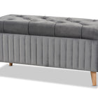 Baxton Studio Hanley Modern and Contemporary Grey Velvet Fabric Upholstered and Walnut Brown Finished Wood Storage Ottoman