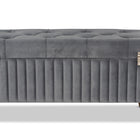 Baxton Studio Hanley Modern and Contemporary Grey Velvet Fabric Upholstered and Walnut Brown Finished Wood Storage Ottoman