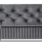 Baxton Studio Hanley Modern and Contemporary Grey Velvet Fabric Upholstered and Walnut Brown Finished Wood Storage Ottoman