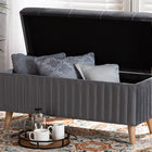 Baxton Studio Hanley Modern and Contemporary Grey Velvet Fabric Upholstered and Walnut Brown Finished Wood Storage Ottoman