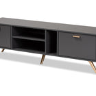 Baxton Studio Kelson Modern and Contemporary Dark Grey and Gold Finished Wood TV Stand