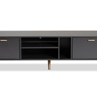 Baxton Studio Kelson Modern and Contemporary Dark Grey and Gold Finished Wood TV Stand