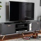 Baxton Studio Kelson Modern and Contemporary Dark Grey and Gold Finished Wood TV Stand
