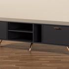 Baxton Studio Kelson Modern and Contemporary Dark Grey and Gold Finished Wood TV Stand