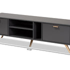 Baxton Studio Kelson Modern and Contemporary Dark Grey and Gold Finished Wood TV Stand