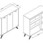 Baxton Studio Kelson Modern and Contemporary Dark Grey and Gold Finished Wood 3-Door Shoe Cabinet