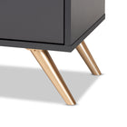 Baxton Studio Kelson Modern and Contemporary Dark Grey and Gold Finished Wood 3-Door Shoe Cabinet