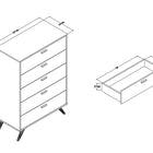 Baxton Studio Kelson Modern and Contemporary Dark Grey and Gold Finished Wood 5-Drawer Chest
