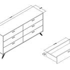 Baxton Studio Kelson Modern and Contemporary Dark Grey and Gold Finished Wood 6-Drawer Dresser