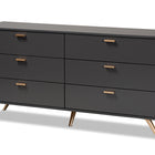 Baxton Studio Kelson Modern and Contemporary Dark Grey and Gold Finished Wood 6-Drawer Dresser