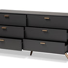 Baxton Studio Kelson Modern and Contemporary Dark Grey and Gold Finished Wood 6-Drawer Dresser