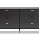 Baxton Studio Kelson Modern and Contemporary Dark Grey and Gold Finished Wood 6-Drawer Dresser
