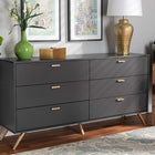 Baxton Studio Kelson Modern and Contemporary Dark Grey and Gold Finished Wood 6-Drawer Dresser