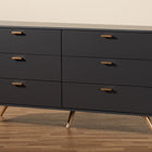 Baxton Studio Kelson Modern and Contemporary Dark Grey and Gold Finished Wood 6-Drawer Dresser