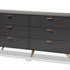 Baxton Studio Kelson Modern and Contemporary Dark Grey and Gold Finished Wood 6-Drawer Dresser
