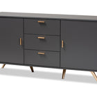 Baxton Studio Kelson Modern and Contemporary Dark Grey and Gold Finished Wood 2-Door Sideboard Buffet