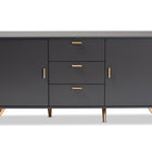 Baxton Studio Kelson Modern and Contemporary Dark Grey and Gold Finished Wood 2-Door Sideboard Buffet