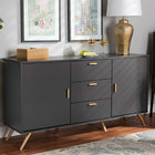 Baxton Studio Kelson Modern and Contemporary Dark Grey and Gold Finished Wood 2-Door Sideboard Buffet