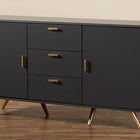 Baxton Studio Kelson Modern and Contemporary Dark Grey and Gold Finished Wood 2-Door Sideboard Buffet