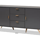 Baxton Studio Kelson Modern and Contemporary Dark Grey and Gold Finished Wood 2-Door Sideboard Buffet