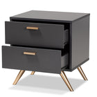 Baxton Studio Kelson Modern and Contemporary Dark Grey and Gold Finished Wood 2-Drawer Nightstand