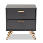 Baxton Studio Kelson Modern and Contemporary Dark Grey and Gold Finished Wood 2-Drawer Nightstand
