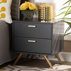 Baxton Studio Kelson Modern and Contemporary Dark Grey and Gold Finished Wood 2-Drawer Nightstand