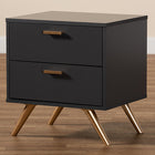 Baxton Studio Kelson Modern and Contemporary Dark Grey and Gold Finished Wood 2-Drawer Nightstand