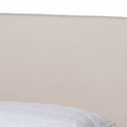 Baxton Studio Lenora Mid-Century Modern Beige Fabric Upholstered and Walnut Brown Finished Wood King Size Platform Bed