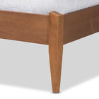 Baxton Studio Lenora Mid-Century Modern Beige Fabric Upholstered and Walnut Brown Finished Wood King Size Platform Bed