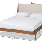 Baxton Studio Senna Mid-Century Modern Beige Fabric Upholstered and Walnut Brown Finished Wood Queen Size Platform Bed