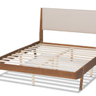 Baxton Studio Senna Mid-Century Modern Beige Fabric Upholstered and Walnut Brown Finished Wood Queen Size Platform Bed