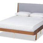 Baxton Studio Senna Mid-Century Modern Grey Fabric Upholstered and Walnut Brown Finished Wood King Size Platform Bed