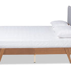 Baxton Studio Senna Mid-Century Modern Grey Fabric Upholstered and Walnut Brown Finished Wood King Size Platform Bed