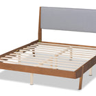 Baxton Studio Senna Mid-Century Modern Grey Fabric Upholstered and Walnut Brown Finished Wood King Size Platform Bed