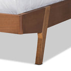 Baxton Studio Senna Mid-Century Modern Grey Fabric Upholstered and Walnut Brown Finished Wood King Size Platform Bed