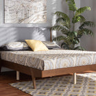 Baxton Studio Senna Mid-Century Modern Grey Fabric Upholstered and Walnut Brown Finished Wood King Size Platform Bed